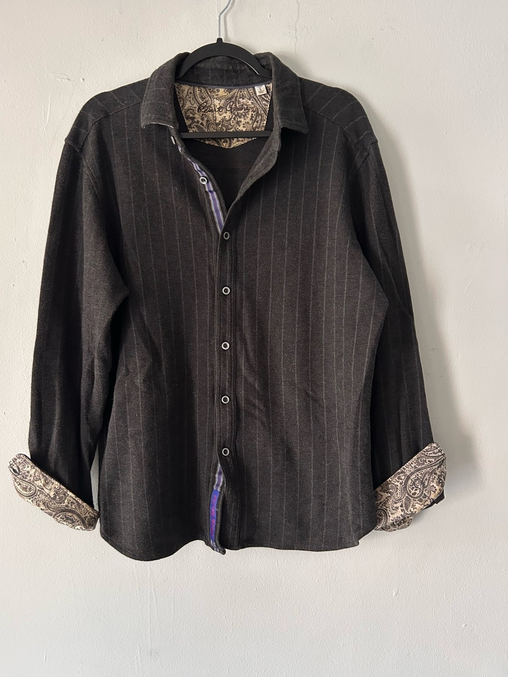 Robert Graham Men's Gray Pinstripe Button Down Shirt